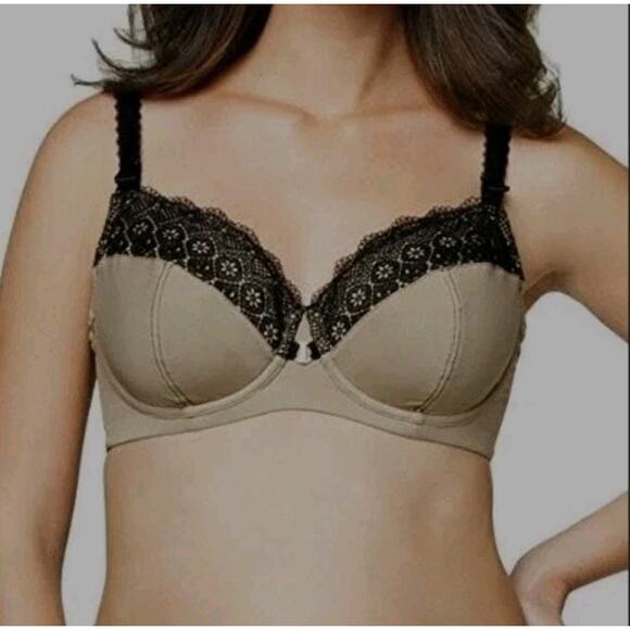 Cake Lingerie Maternity Nursing Honeycomb Macaroon Flexi-wire Bra 34D Gold Black - Picture 1 of 2